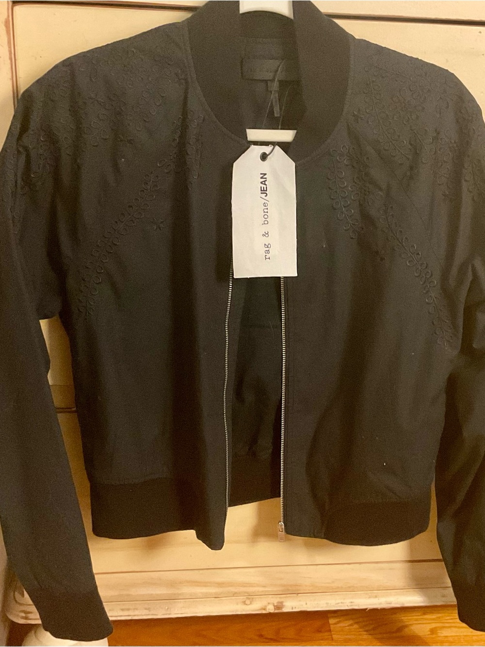 rag & bone Black Embroidered Bomber Jacket